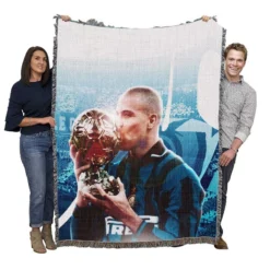 Professional Footballer Ronaldo Nazario Woven Blanket