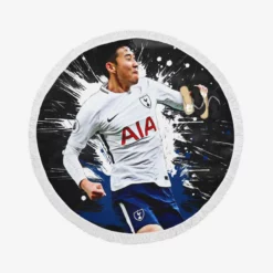 Professional Soccer Player Son Heung Min Round Beach Towel