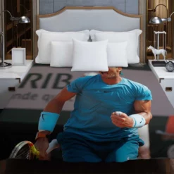 Rafael Nadal encouraging Tennis Duvet Cover