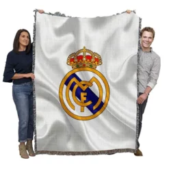 Real Madrid Logo Competitive Football Club Woven Blanket