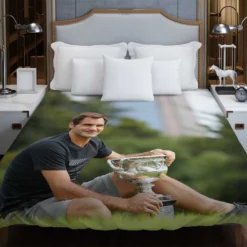 Roger Federer Wimbledon Tennis Player Duvet Cover