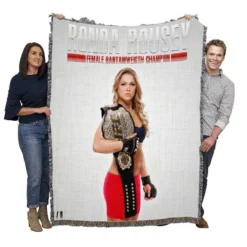 Ronda Rousey Popular UFC Wrestler Woven Blanket
