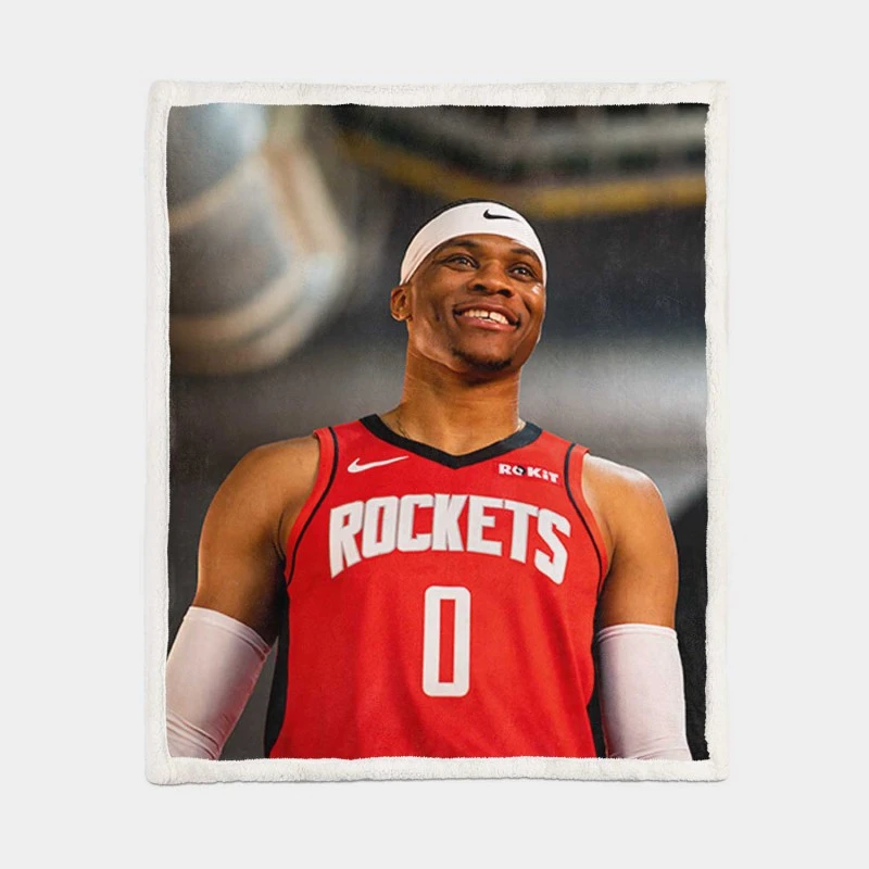 Russell Westbrook Houston Rockets NBA Sherpa Fleece Blanket 1