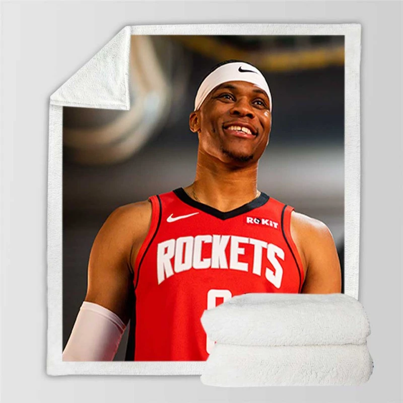 Russell Westbrook Houston Rockets NBA Sherpa Fleece Blanket