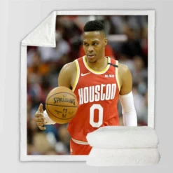 Russell Westbrook NBA Houston Rockets Basketball Sherpa Fleece Blanket