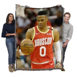 Russell Westbrook NBA Houston Rockets Basketball Woven Blanket
