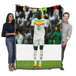 Sadio Mane enthusiastic Football Woven Blanket