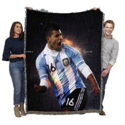 Sergio Aguero Argentina Soccer Player Woven Blanket