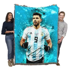 Sergio Aguero Argentina World Football Player Woven Blanket