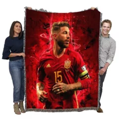 Sergio Ramos Professional Spanish Footballer Woven Blanket