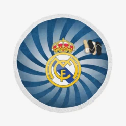 Soccer Ball Real Madrid Logo Round Beach Towel
