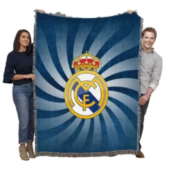 Soccer Ball Real Madrid Logo Woven Blanket