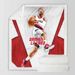 Strong NBA Basketball Player Damian Lillard Sherpa Fleece Blanket