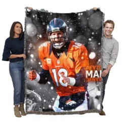Strong NFL Football Player Peyton Manning Woven Blanket