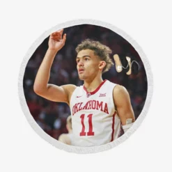 Trae Young Energetic NBA Player Round Beach Towel