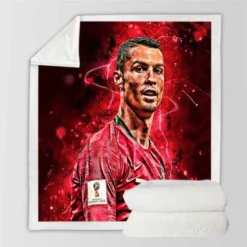UEFA Euro Footballer Cristiano Ronaldo Sherpa Fleece Blanket