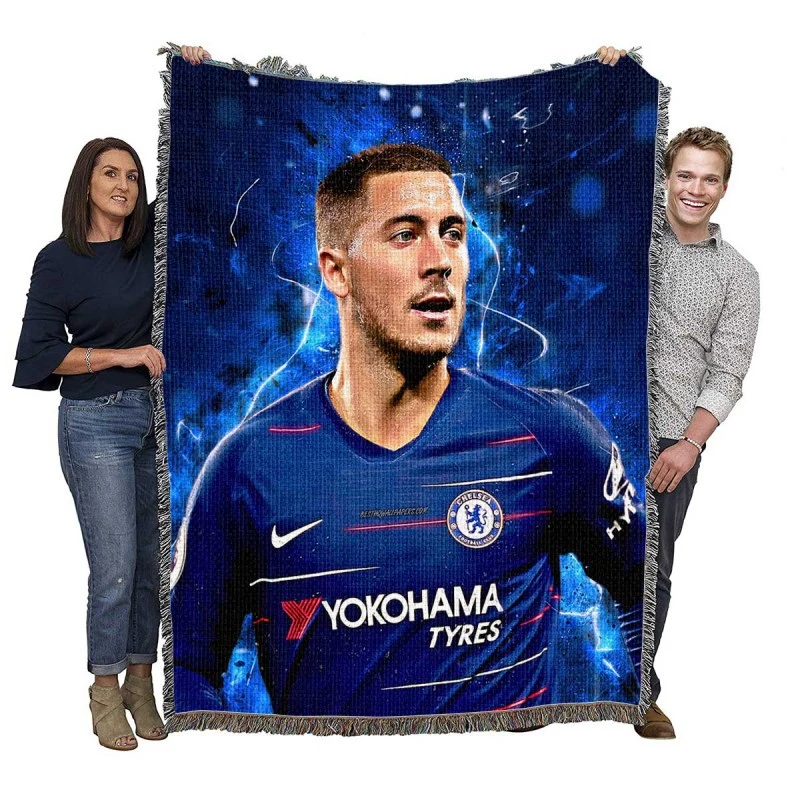 Ultimate Midfield Soccer Player Eden Hazard Woven Blanket