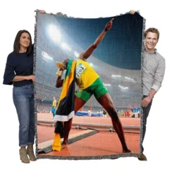 Usain Bolt Lj Handfield Woven Blanket