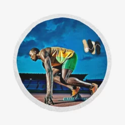 Usain Bolt Olympic Gold Medalist Round Beach Towel
