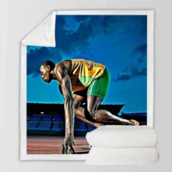 Usain Bolt Olympic Gold Medalist Sherpa Fleece Blanket
