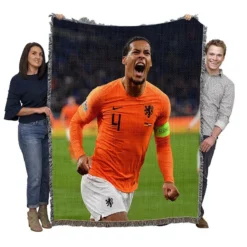 Virgil van Dijk  Netherlands Soccer Captain Woven Blanket