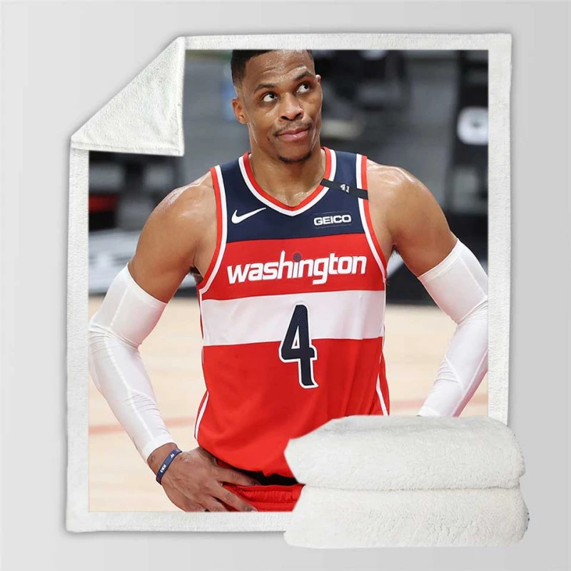 Washington Wizards Russell Westbrook NBA Sherpa Fleece Blanket