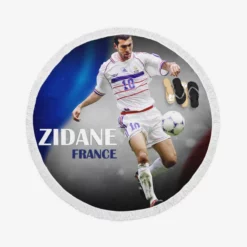 Zinedine Zidane France Football Player Round Beach Towel